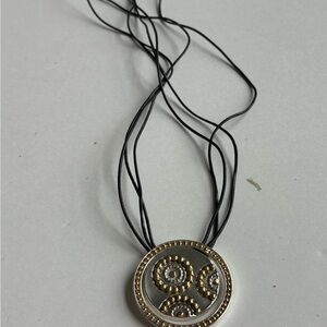 Napier pendant necklace / gold & silver tones/ cord /measures 29 in total length